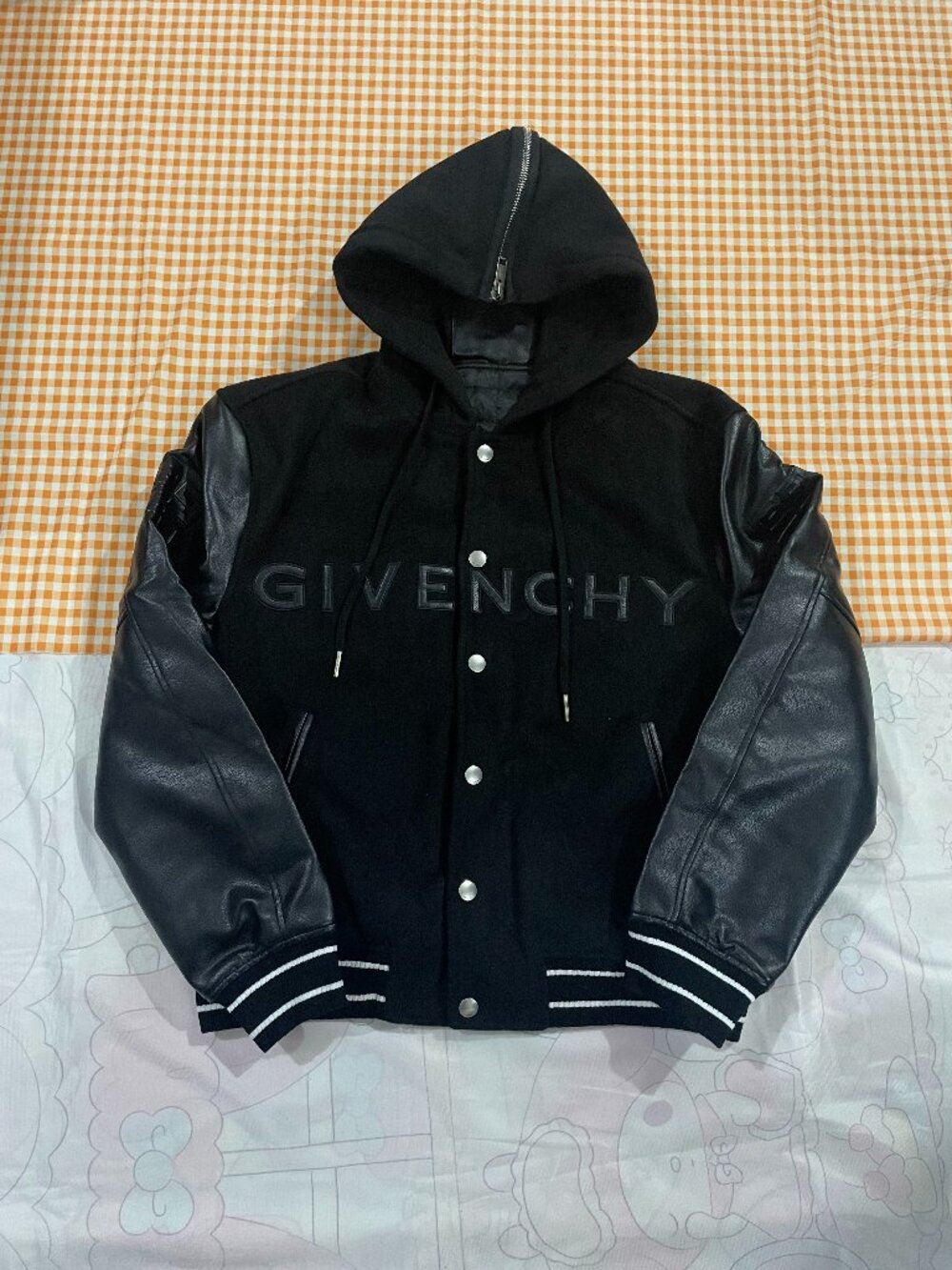 Givenchy Hooded Leather-Paneled Varsity Jacket